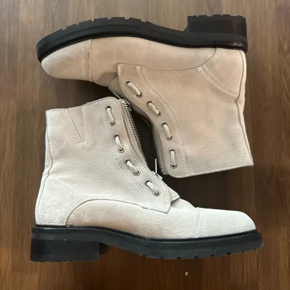 All Saints Ariel Combat  Boots Suede Lug Sole Grunge Biker Boots Size 9