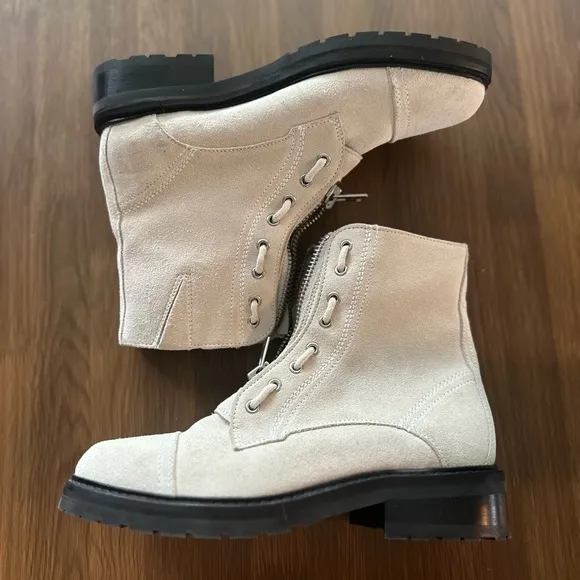 All Saints Ariel Combat  Boots Suede Lug Sole Grunge Biker Boots Size 9
