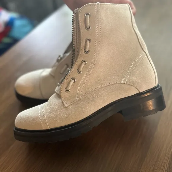 All Saints Ariel Combat  Boots Suede Lug Sole Grunge Biker Boots Size 9