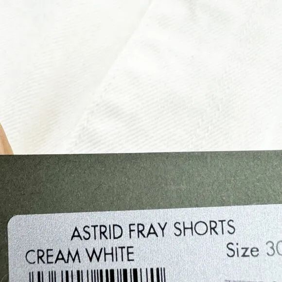 All Saints Astrid Fray Shorts High Waisted Distressed Cream White Size 30 NWT