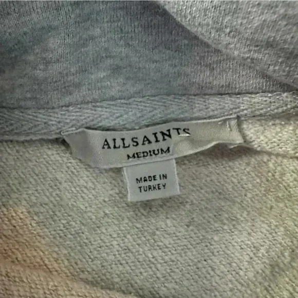 All Saints Bella Asymmetric Cowl Zip Sweatshirt gray medium oversized trendy