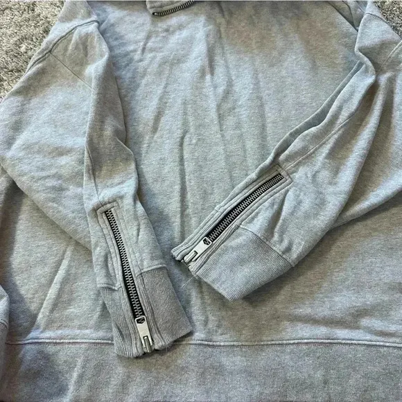 All Saints Bella Asymmetric Cowl Zip Sweatshirt gray medium oversized trendy