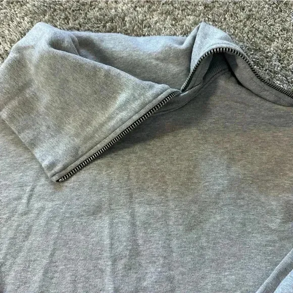 All Saints Bella Asymmetric Cowl Zip Sweatshirt gray medium oversized trendy