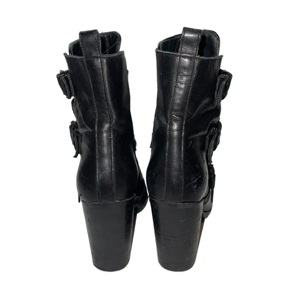 All Saints Buckle Up Leather Boots Size 7.5/ EU 38