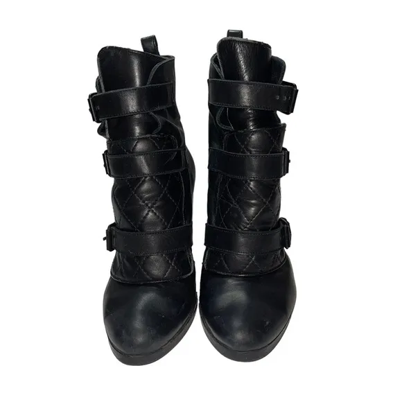All Saints Buckle Up Leather Boots Size 7.5/ EU 38
