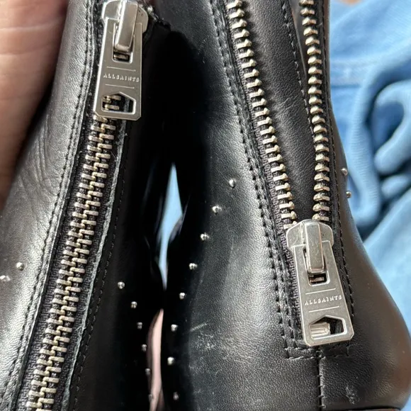 All Saints Mila Studded Leather Boots - Size 38