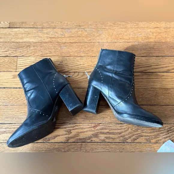 All Saints Mila Studded Leather Boots - Size 38