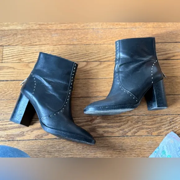 All Saints Mila Studded Leather Boots - Size 38