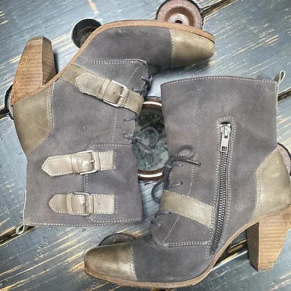 All Saints Nubuck &amp; Leather Ankle Boots
