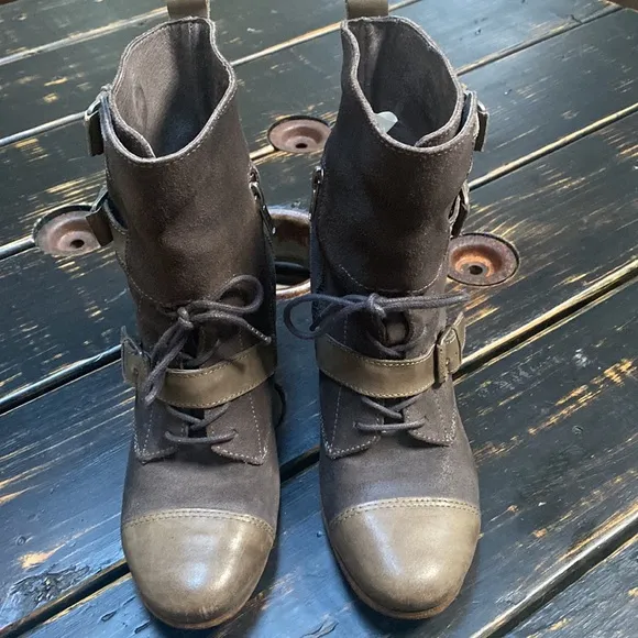 All Saints Nubuck &amp; Leather Ankle Boots
