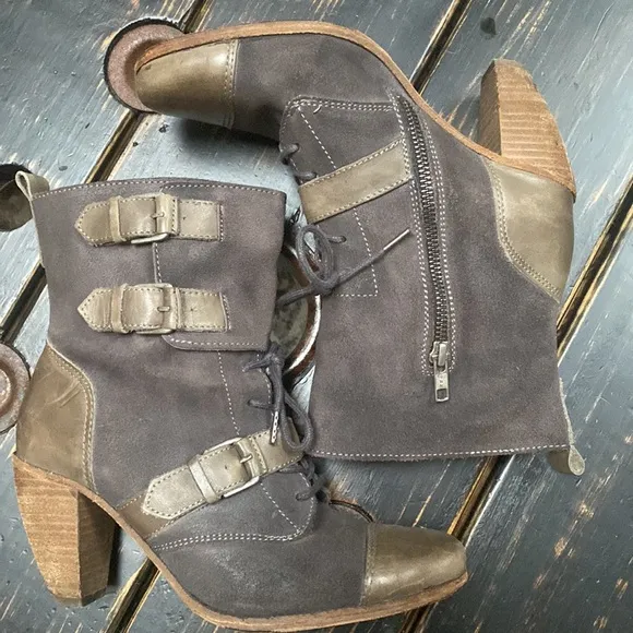 All Saints Nubuck &amp; Leather Ankle Boots