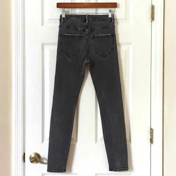 All Saints Nyla Classic High Waisted Ankle Cropped Skinny Jeans Faded Black 26