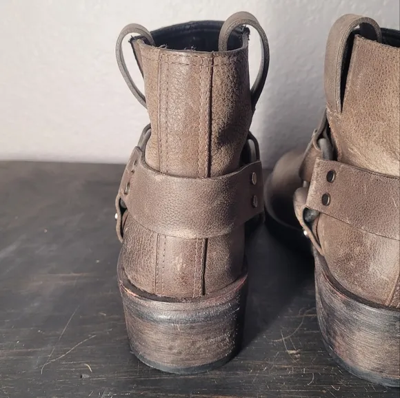 All Saints Obert Harness Moto Biker Leather Slip On Boots