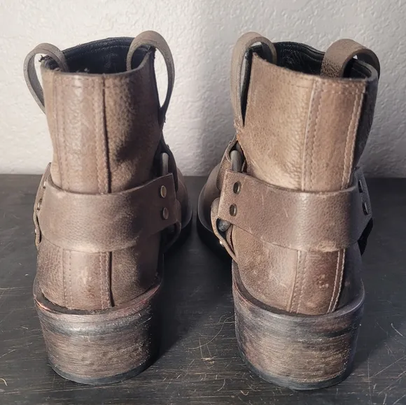 All Saints Obert Harness Moto Biker Leather Slip On Boots
