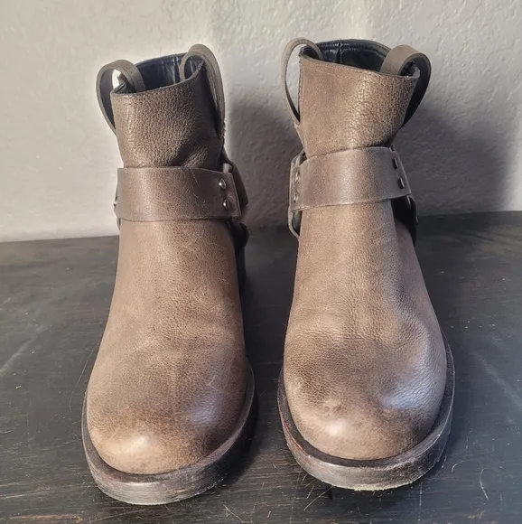 All Saints Obert Harness Moto Biker Leather Slip On Boots