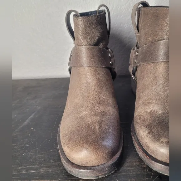 All Saints Obert Harness Moto Biker Leather Slip On Boots