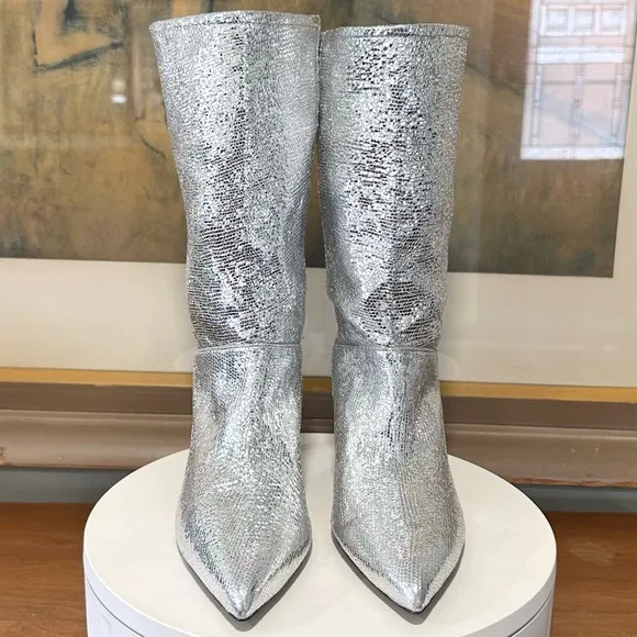 🌹ALL SAINTS🌹 Orlana Heeled Shimmer Leather Boots Size: 8