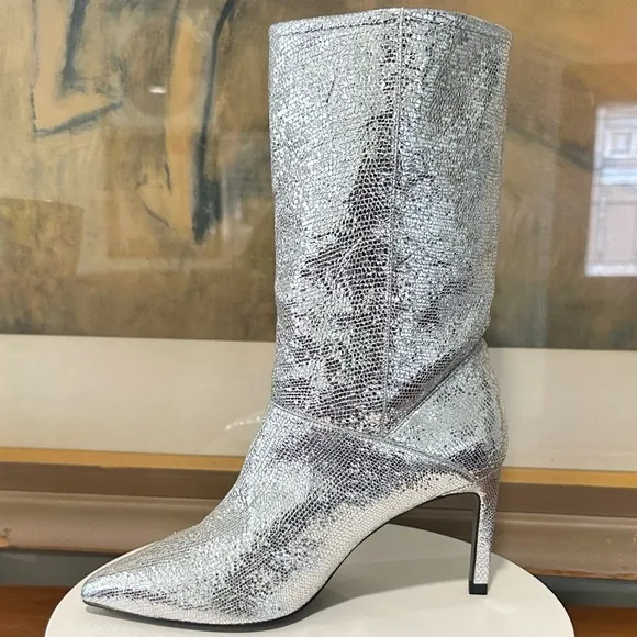 🌹ALL SAINTS🌹 Orlana Heeled Shimmer Leather Boots Size: 8