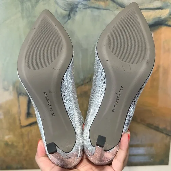 🌹ALL SAINTS🌹 Orlana Heeled Shimmer Leather Boots Size: 8
