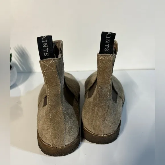 ALL SAINTS Tan suede pull‎ on ankle boots size 42.