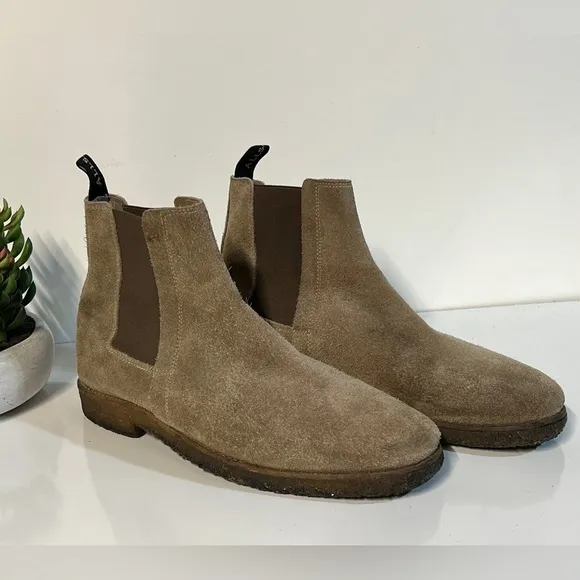 ALL SAINTS Tan suede pull‎ on ankle boots size 42.