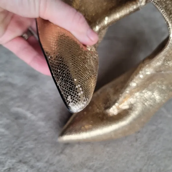 All Saints Orlana Shimmer Leather Boots Metallic Gold Slouch