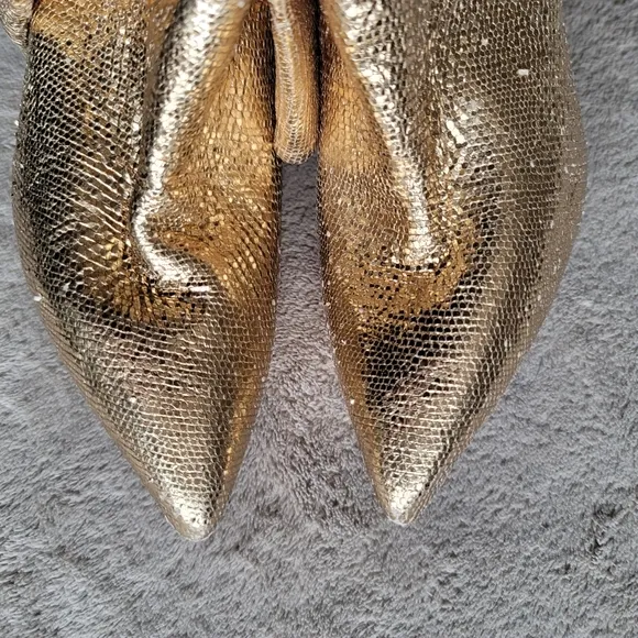 All Saints Orlana Shimmer Leather Boots Metallic Gold Slouch
