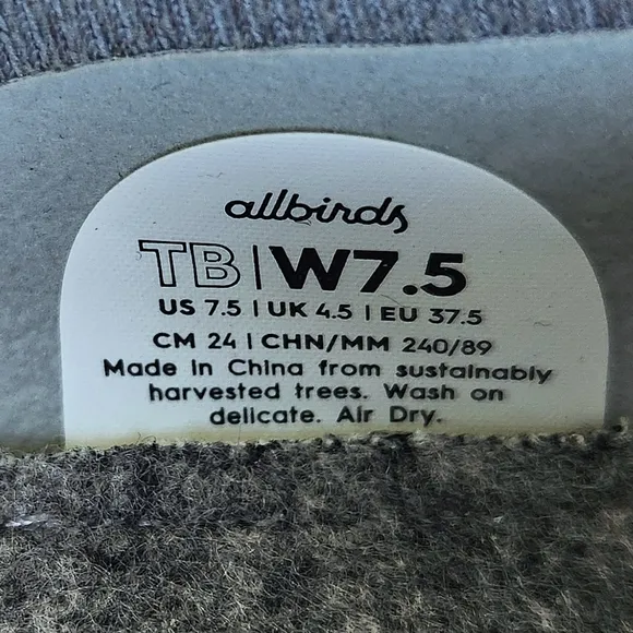 Allbirds &quot;Tree Breezers&quot; Mist Dark Gray Ballet Flats Slip-on Shoes, Women's 7.5