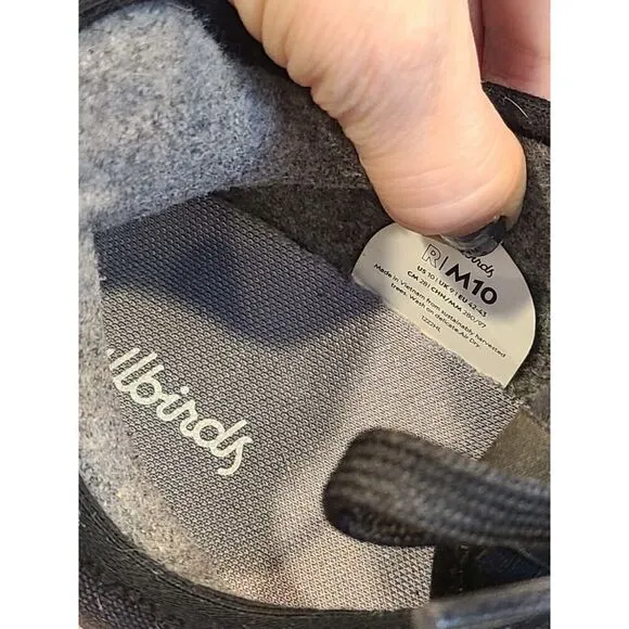 Allbirds Risers Black Blizzard Sole Organic Cotton Canvas Comfort Sneakers | 10