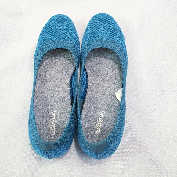 Allbirds Tree Breezer Ballet Flats Teal Blue Breathable Comfort Womens Size 6.5
