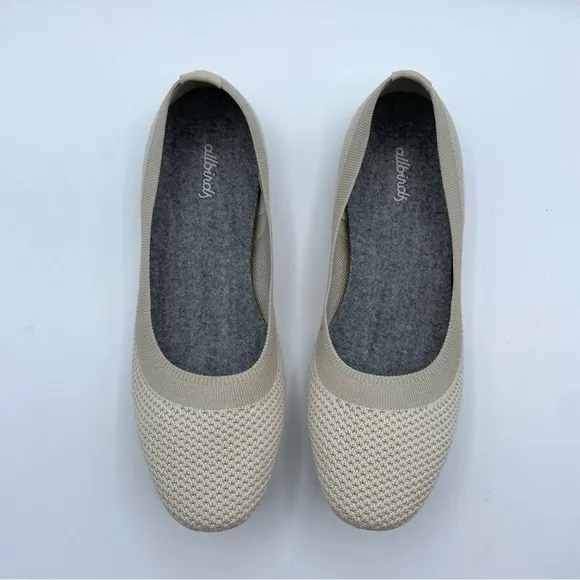 Allbirds Tree Breezer Flats Cream Hush Beige White Mesh Slip On Shoes Casual 9.5