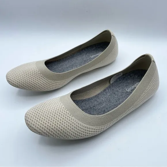 Allbirds Tree Breezer Flats Cream Hush Beige White Mesh Slip On Shoes Casual 9.5