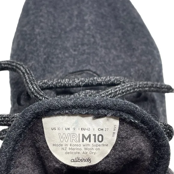Allbirds Wool Runner Sneakers Mens 10 Natural Black with Natural White Sole