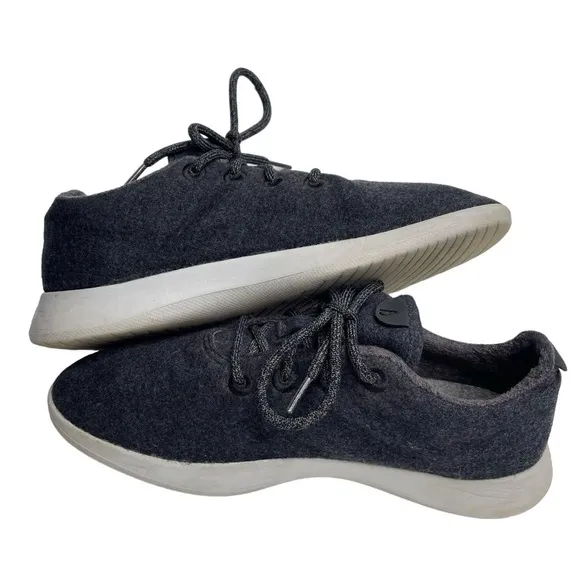 Allbirds Wool Runner Sneakers Mens 10 Natural Black with Natural White Sole