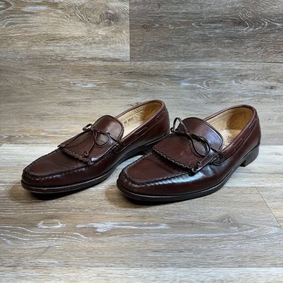 Allen Edmonds Brown Leather Fringe Top Loafers Men's Size 9.5