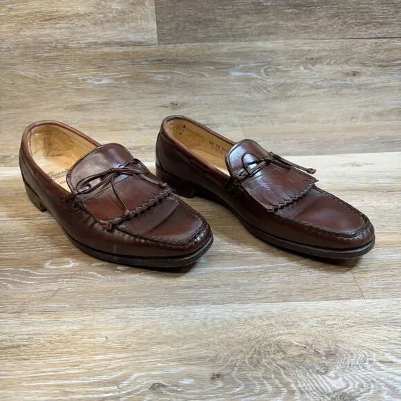 Allen Edmonds Brown Leather Fringe Top Loafers Men's Size 9.5