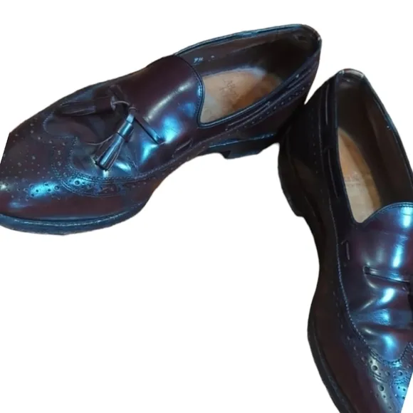 Allen Edmonds Manchester leather slip on tassel cordovan wing tip loafers Sz 9.5