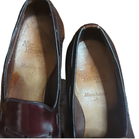 Allen Edmonds Manchester leather slip on tassel cordovan wing tip loafers Sz 9.5