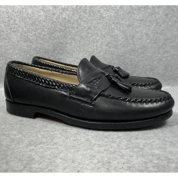 Allen Edmonds Maxfield Mens 11 D Black Tassel Loafers Shoes Leather Made in USA