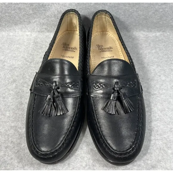 Allen Edmonds Maxfield Mens 11 D Black Tassel Loafers Shoes Leather Made in USA