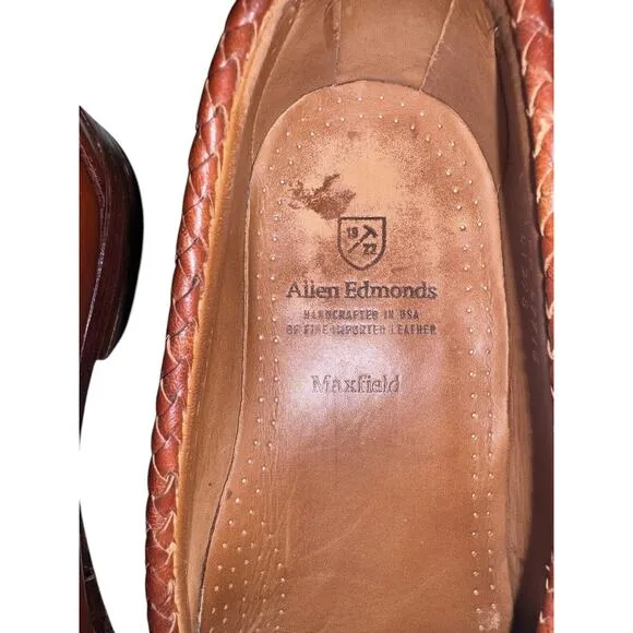 Allen Edmonds Mens Maxfield Tassel Loafers Shoes Size 9D Leather Cognac