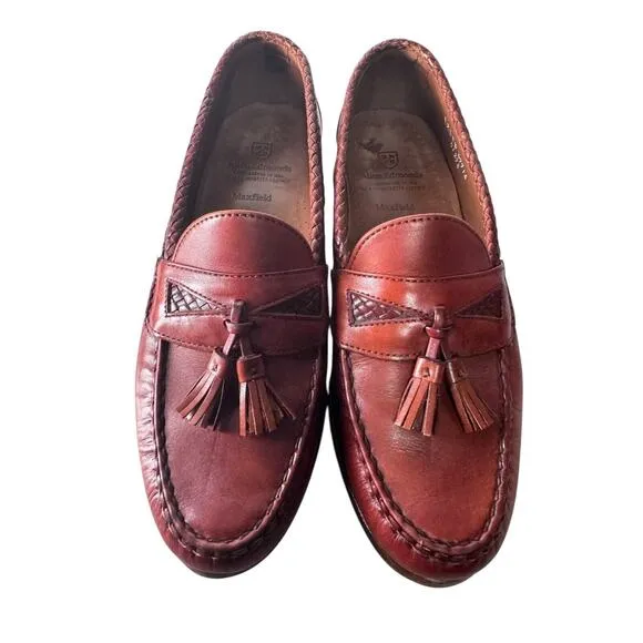Allen Edmonds Mens Maxfield Tassel Loafers Shoes Size 9D Leather Cognac