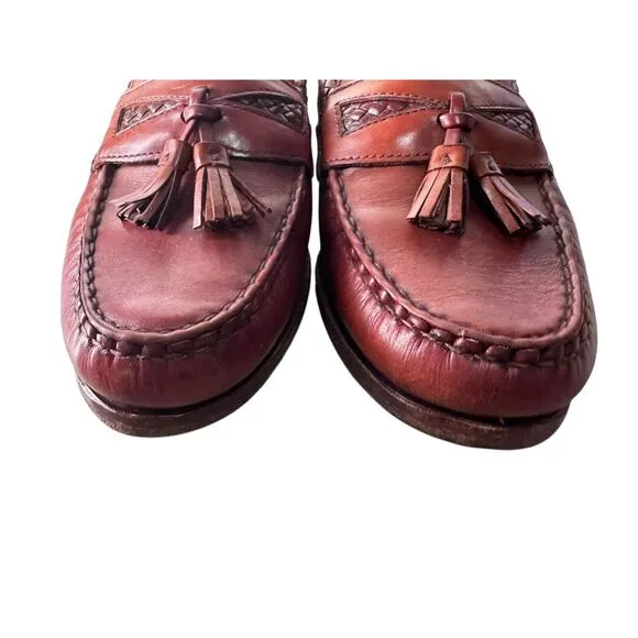 Allen Edmonds Mens Maxfield Tassel Loafers Shoes Size 9D Leather Cognac