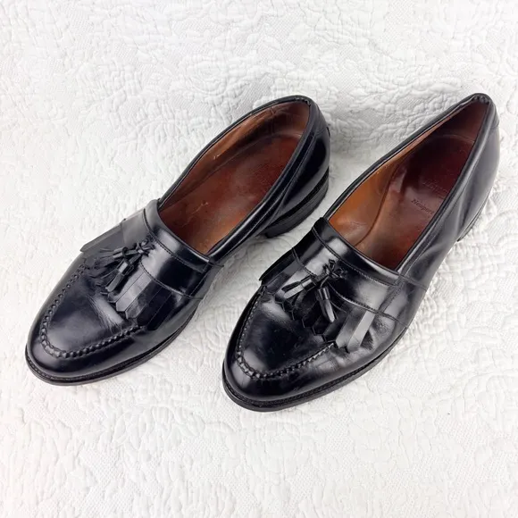 Allen Edmonds Newport Black Leather Tassel Kiltie Slip On Loafer Shoes size 12