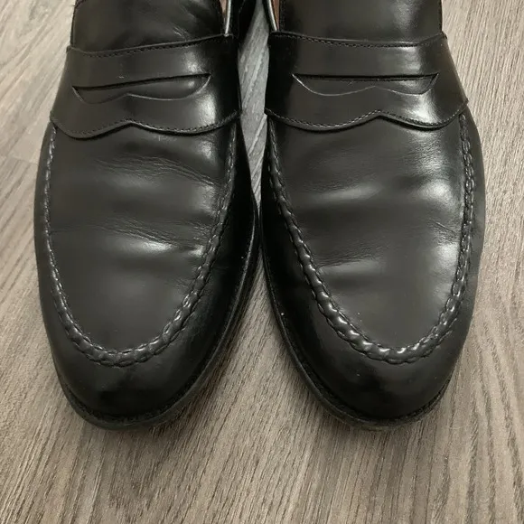 Allen Edmonds Randolph Penny Loafers Black Almond Toe Leather Mens 15 B