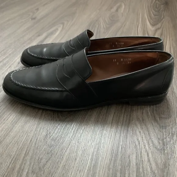 Allen Edmonds Randolph Penny Loafers Black Almond Toe Leather Mens 15 B