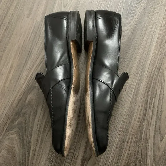 Allen Edmonds Randolph Penny Loafers Black Almond Toe Leather Mens 15 B