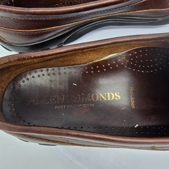 Allen Edmonds Shoe Mens 10 D Boulder  Brown Leather Moc Toe Loafers