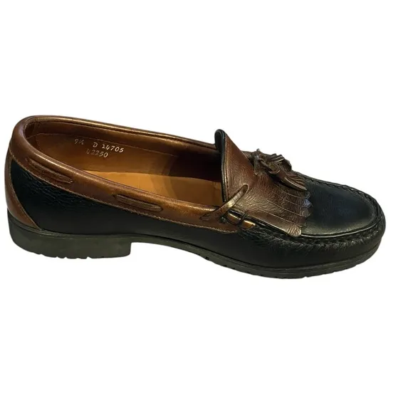 Allen Edmonds Tassel Shoes Loafers 9‎ 1/2 D Black/Brown Trim Used 42250
