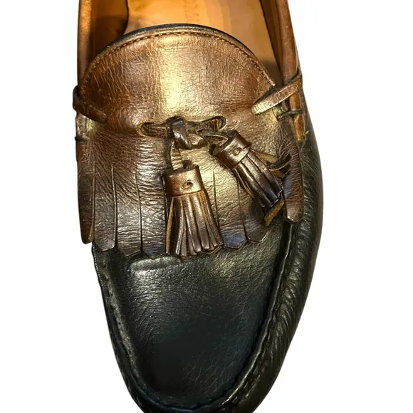 Allen Edmonds Tassel Shoes Loafers 9‎ 1/2 D Black/Brown Trim Used 42250